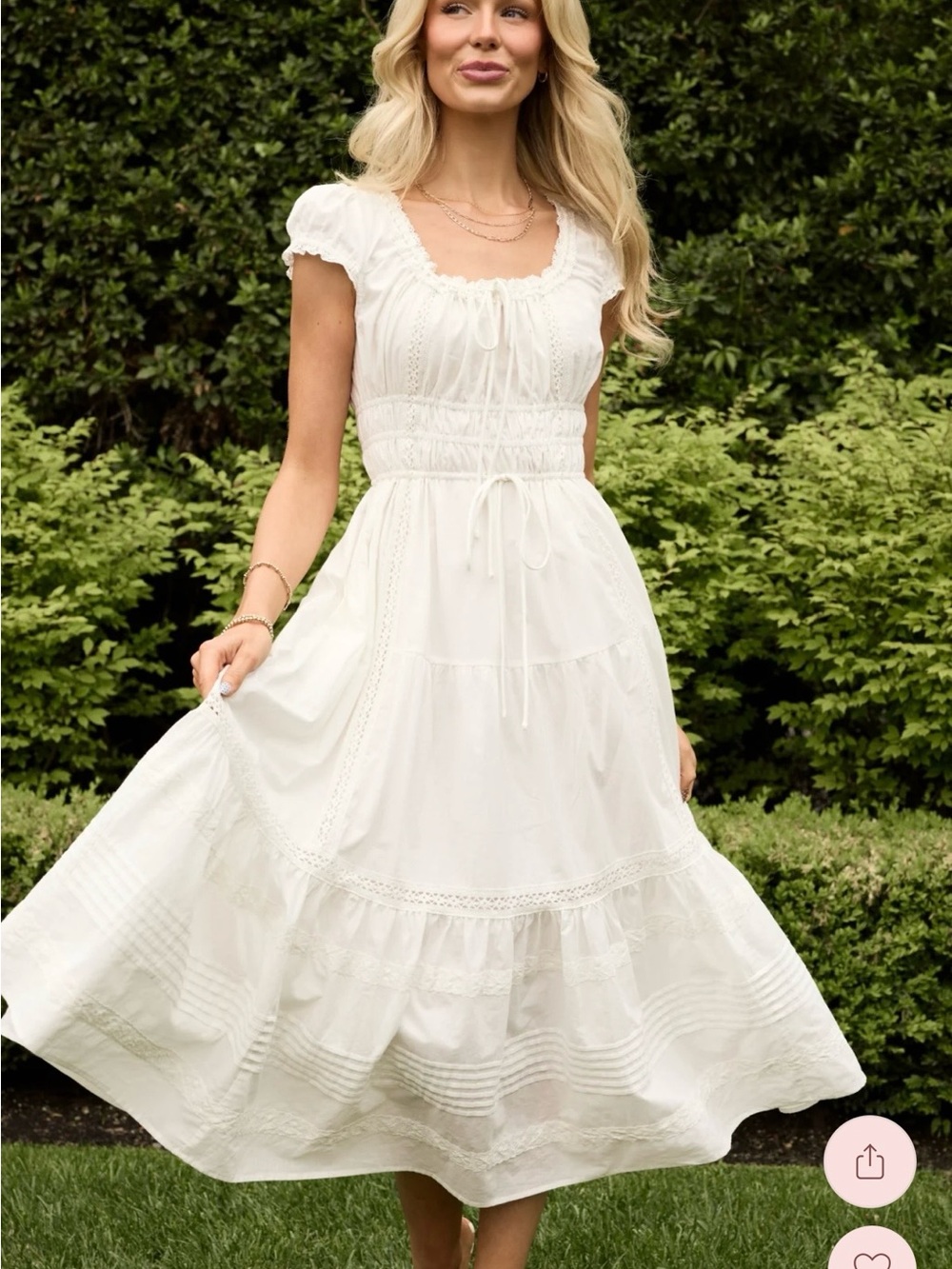 NWT Ivy City Co Palermo White Ruffled Cotton Midi Dress, Cotton Dresses, Size L